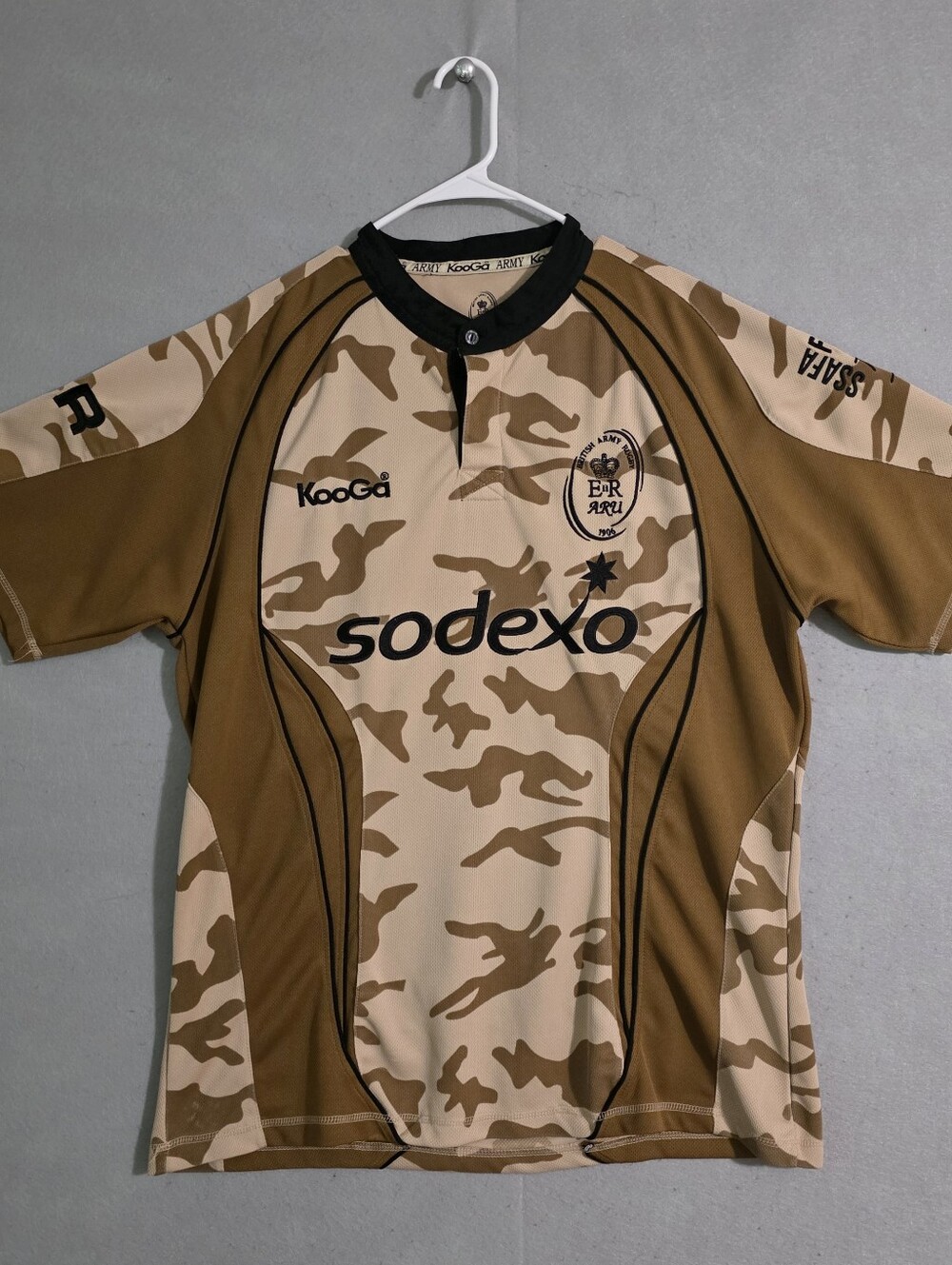 British Army Kooga Rugby Jersey Desert Camo Sodexo Sponsor Size XXL